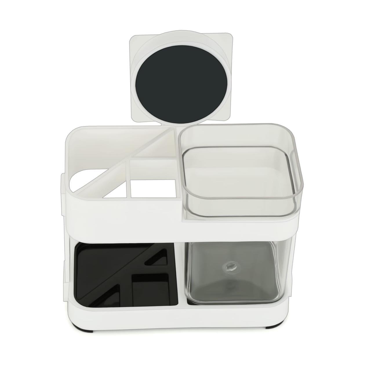 Multi-Compartment Bathroom Organizer Stand with Mirror Holder